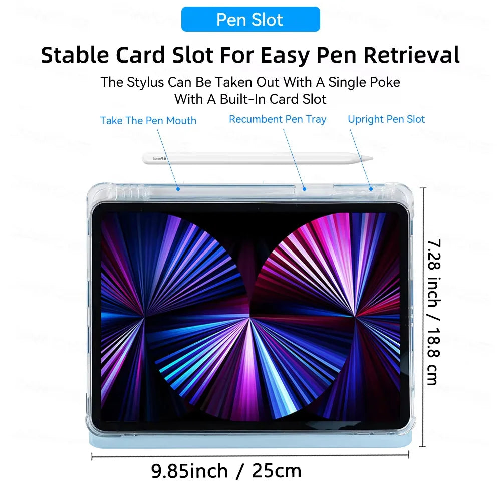 For iPad 10th 11th Generation A16 Air 4 5 6 7 Pro 10.9 11 2024 2025 Magnetic Flip Smart Cover Soft Silicone Pencil Holder Case