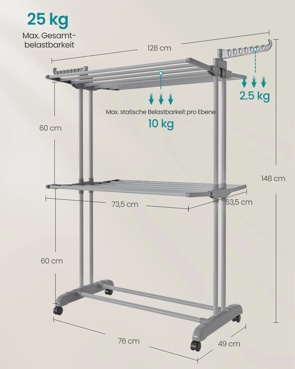 SONGMICS clothes dryer Booth dryer 3 Layers Wing clothes dryer Folding Wing Simple Construction Indoor Outdoor