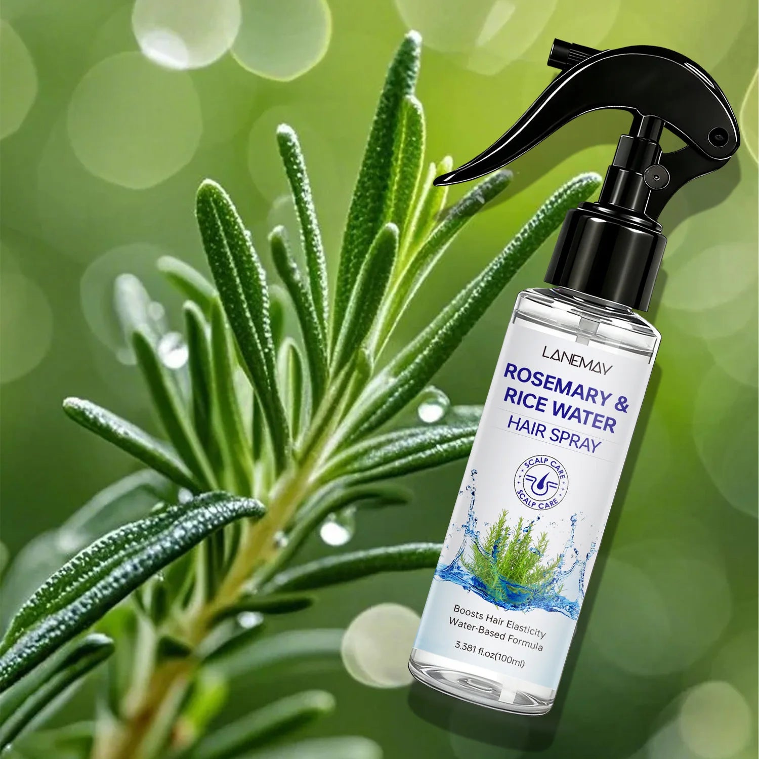 Rosemary & Rice Water Hair Spray – Boost Elasticity & Soften Strands Refresh and Revitalize Your Hair.