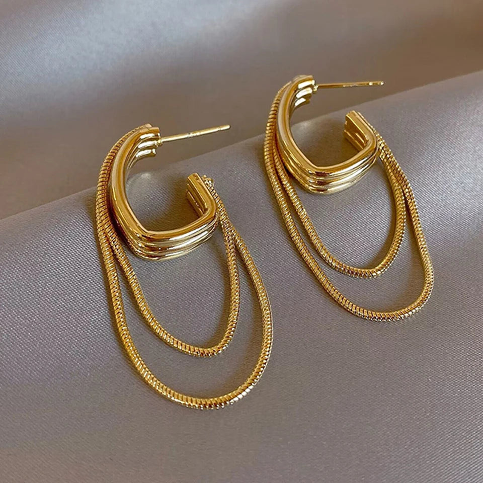 Yupsk Elegant Geometric Tassel Earrings for Women Korean Fashion Long Dangle Earring Wedding Party Statement Gift