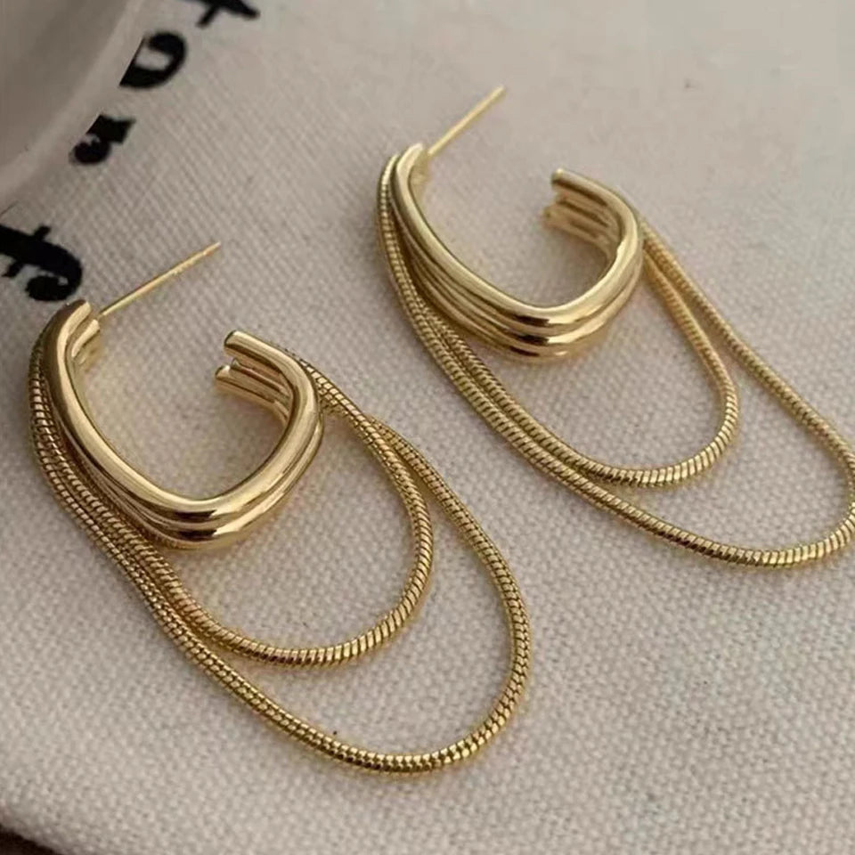 Yupsk Elegant Geometric Tassel Earrings for Women Korean Fashion Long Dangle Earring Wedding Party Statement Gift