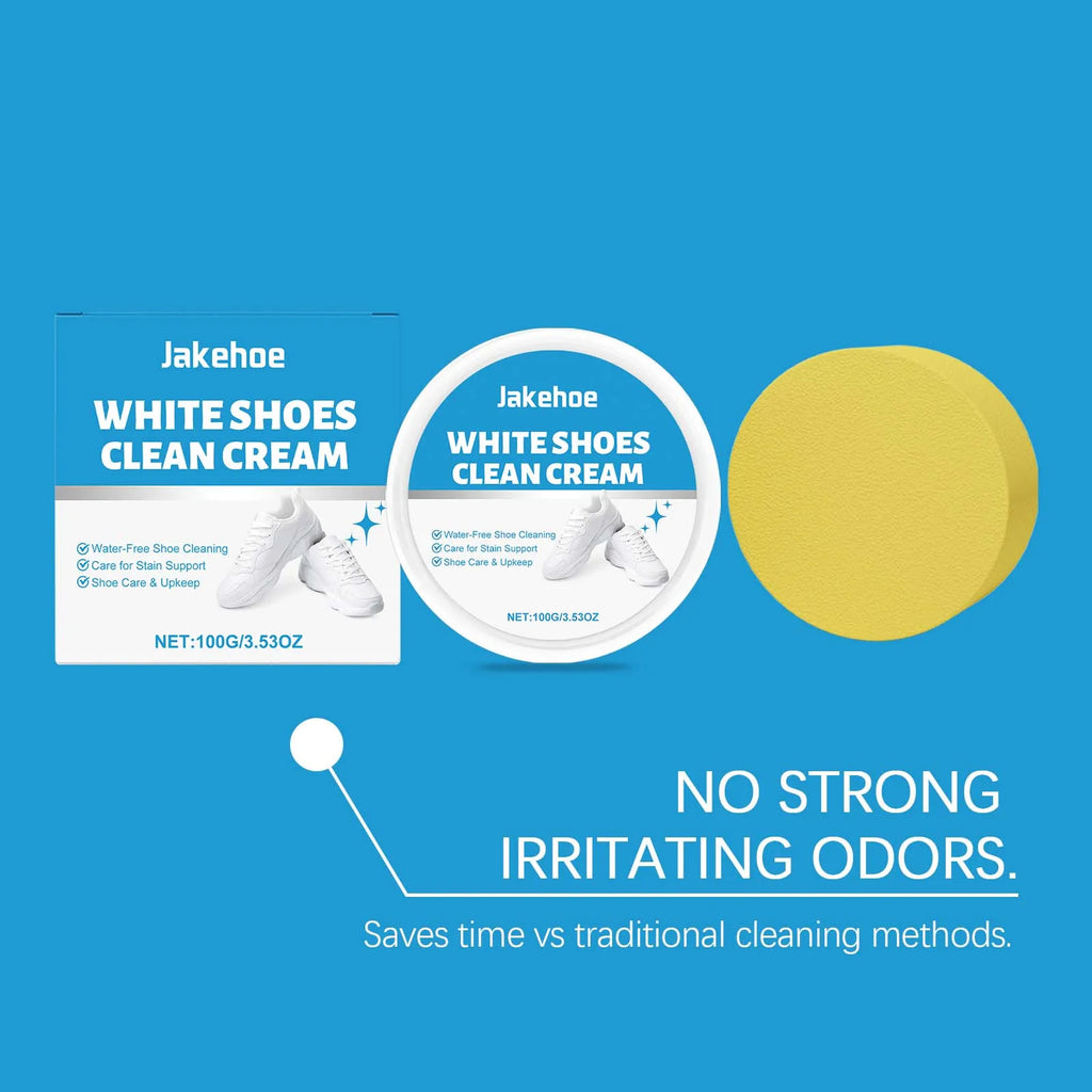 White Shoe Cleaner Cream Sneaker Stain Remover Waterless Cleaning Paste Whitening Repair Polish Leather Canvas Shoe Care 100g