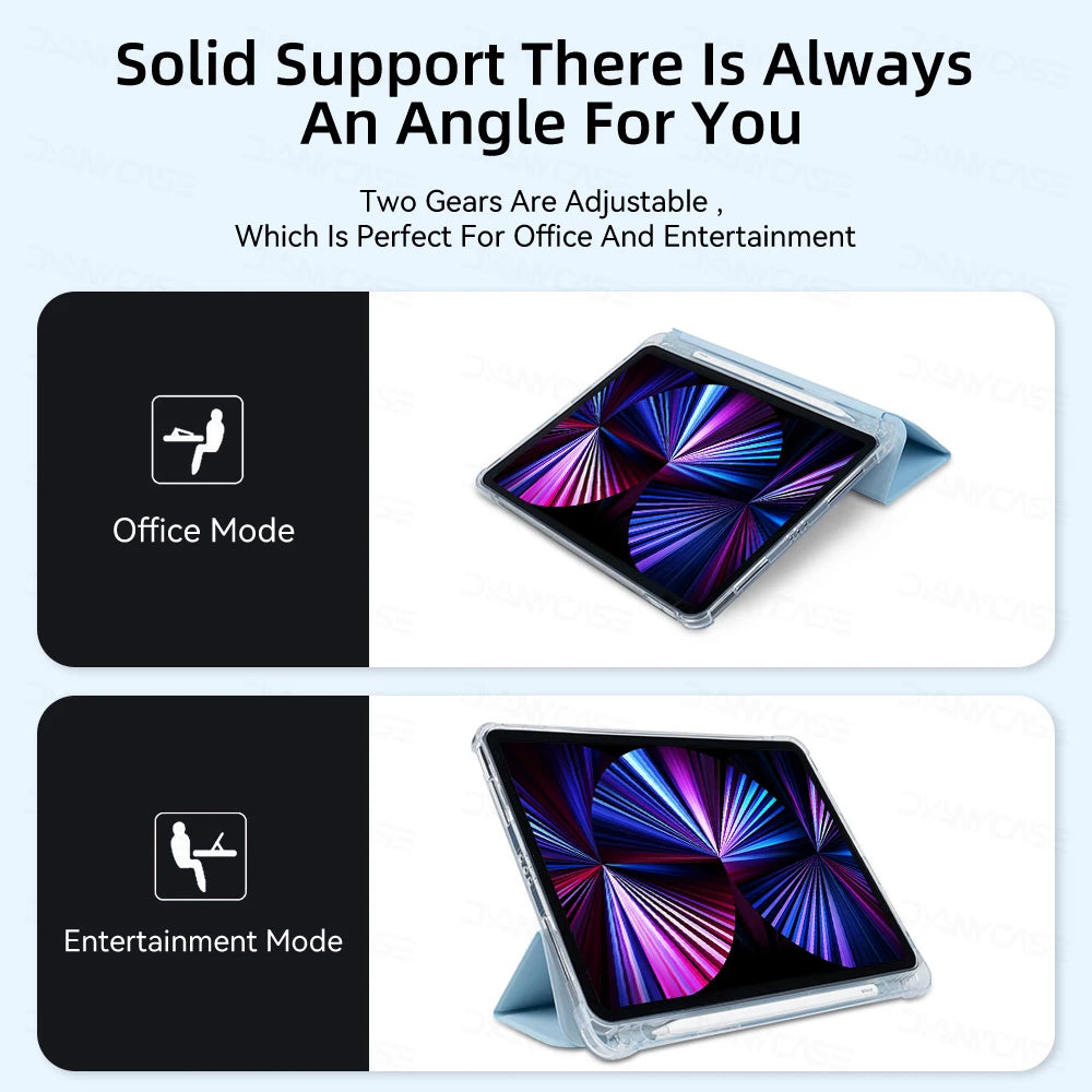 For iPad 10th 11th Generation A16 Air 4 5 6 7 Pro 10.9 11 2024 2025 Magnetic Flip Smart Cover Soft Silicone Pencil Holder Case
