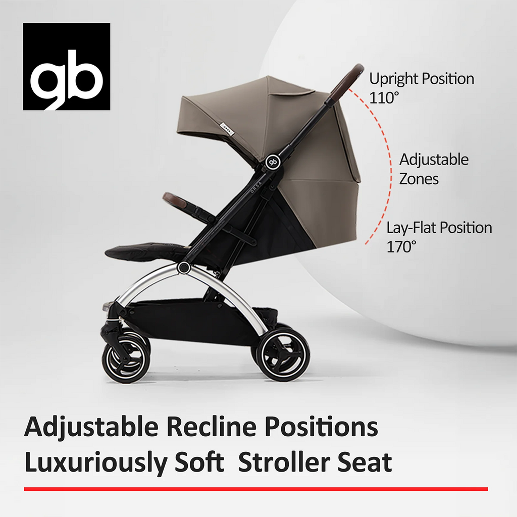 gb ORSA Stroller, Lightweight, One-Hand Folding, Reclining Seating, All-Terrain Shock Absorbers, Linked Braking System