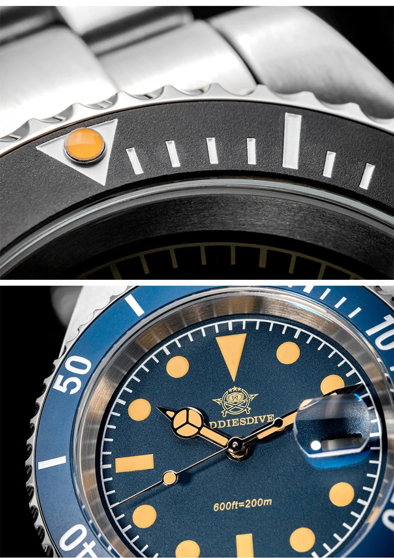 ADDIESDIVE 41mm Stainless Steel Watches Mens Business Leisure Quartz Watch Waterproof Ourdoor Sports 200M Dive WristWatch AD2054
