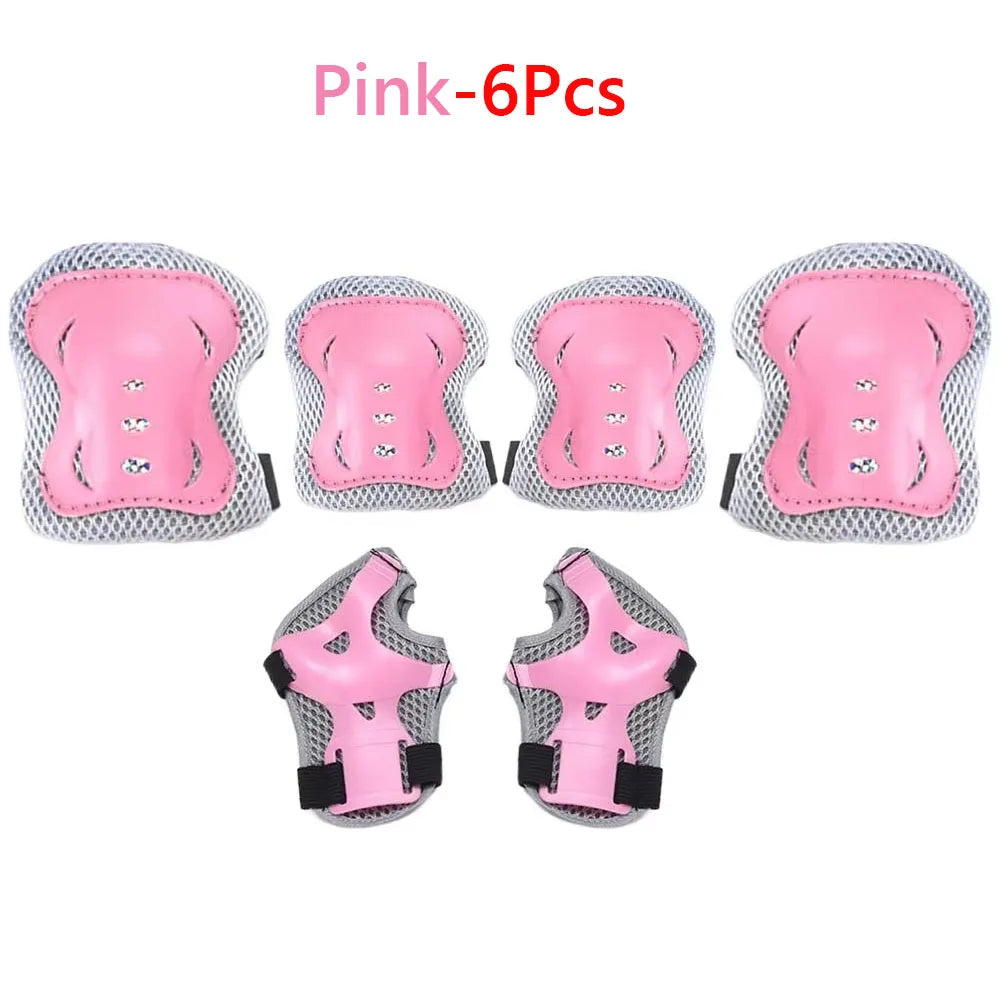 Bicycle Sport Protective Gear Set Adjustable Kids Safety Skating Helmet Pad Set 48-55cm for Skateboard/Bike/Skating/Cycling