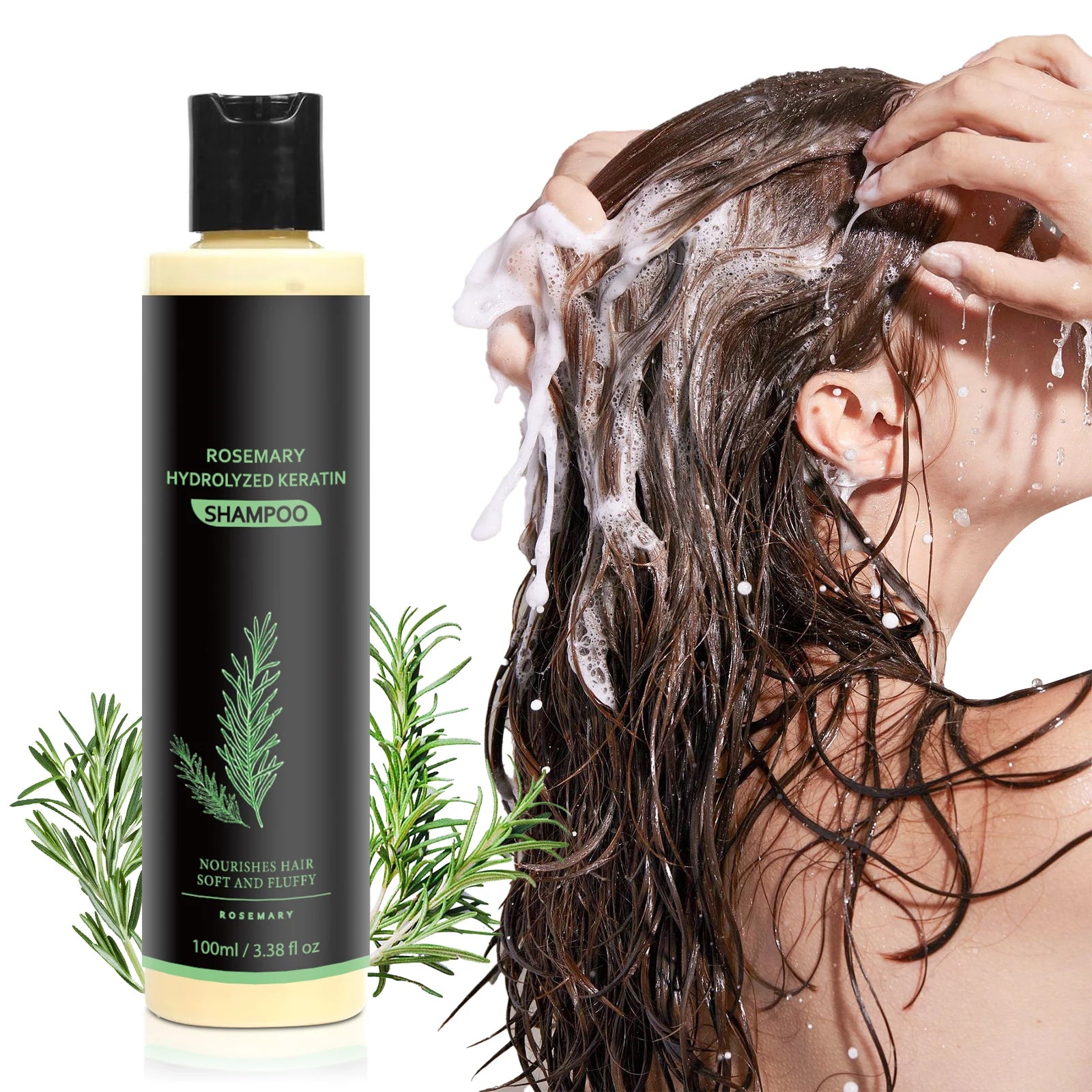 Rosemary Hair Growth & Anti-Baldness Shampoo - Deeply Nourishes, Repairs Split Ends, Soothes Scalp & Fights Dandruff.