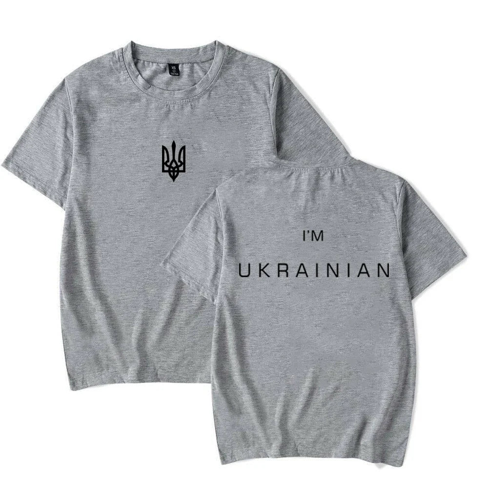 Unisex I'm Ukrainian Shirt Ukraine Trident T-shirt  Women Ukrainian Patriotic Shirts Front and Back Print Tshirt Casual Tops