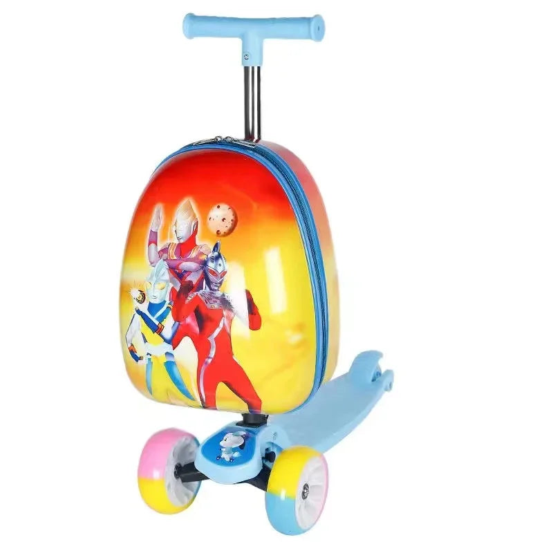 2025 New kids Scooter luggage,skateboard suitcase on wheels,children's gift,Cute Cartoon small trolley case,rolling luggage bag