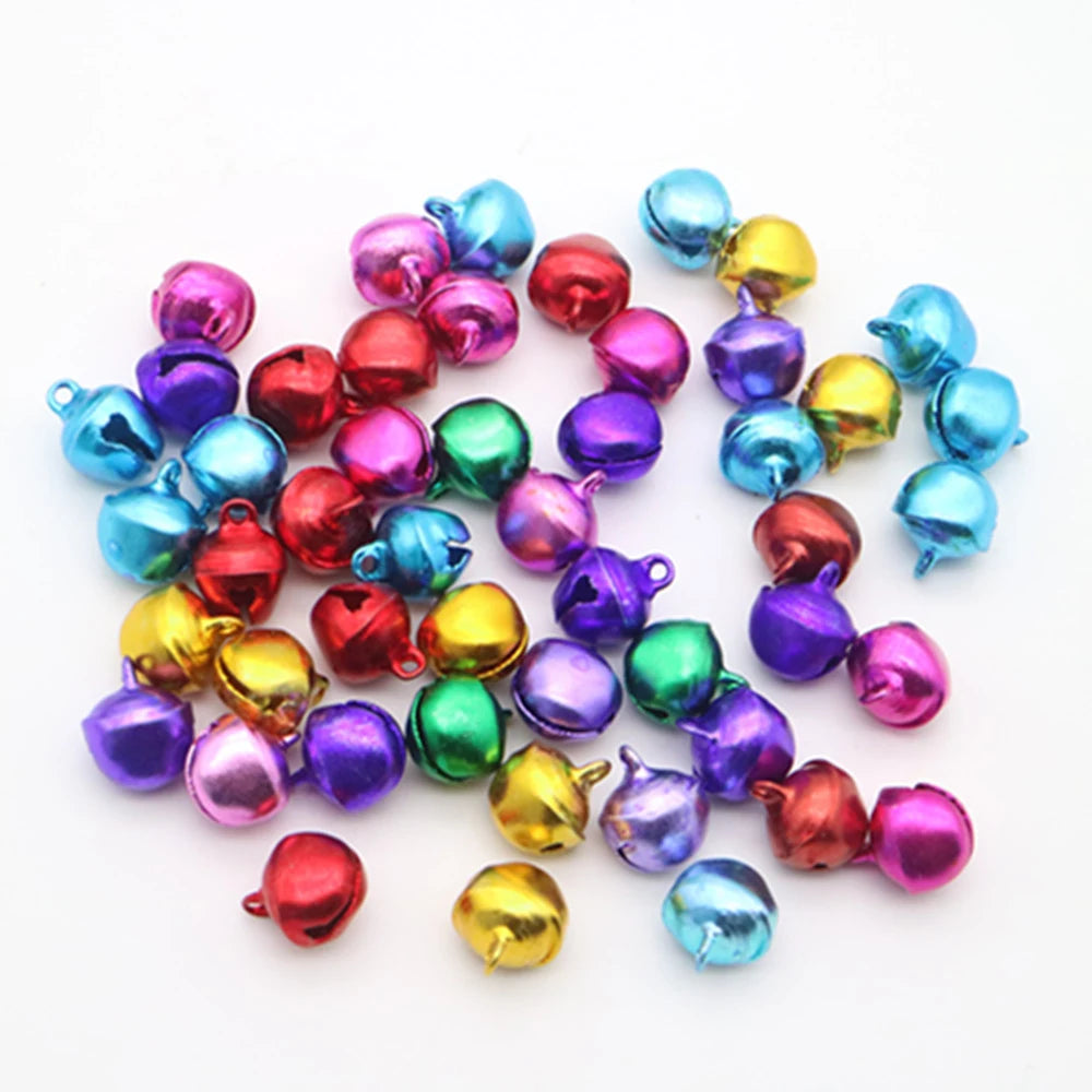 50-300pcs Christmas Jingle Bells,8-14mm Colorful Christmas Crafts Jingle Bells,New Year Ornament Gift Mix Colors Loose Beads