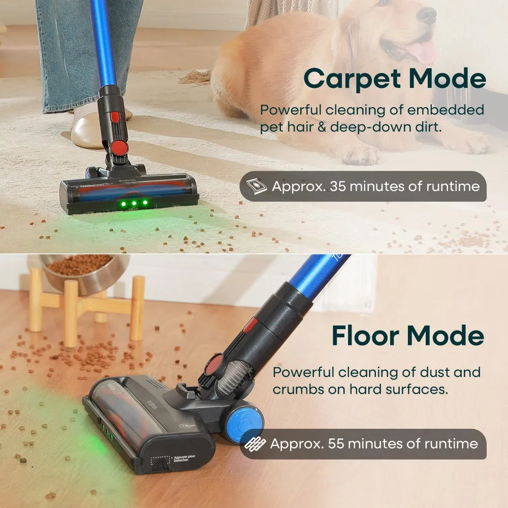 Erabros EV2 450W 55Kpa Cordless Vacuum Cleaner High Suction Power Handheld smart Home Cleaner Capacity LED Display Floor Carpet
