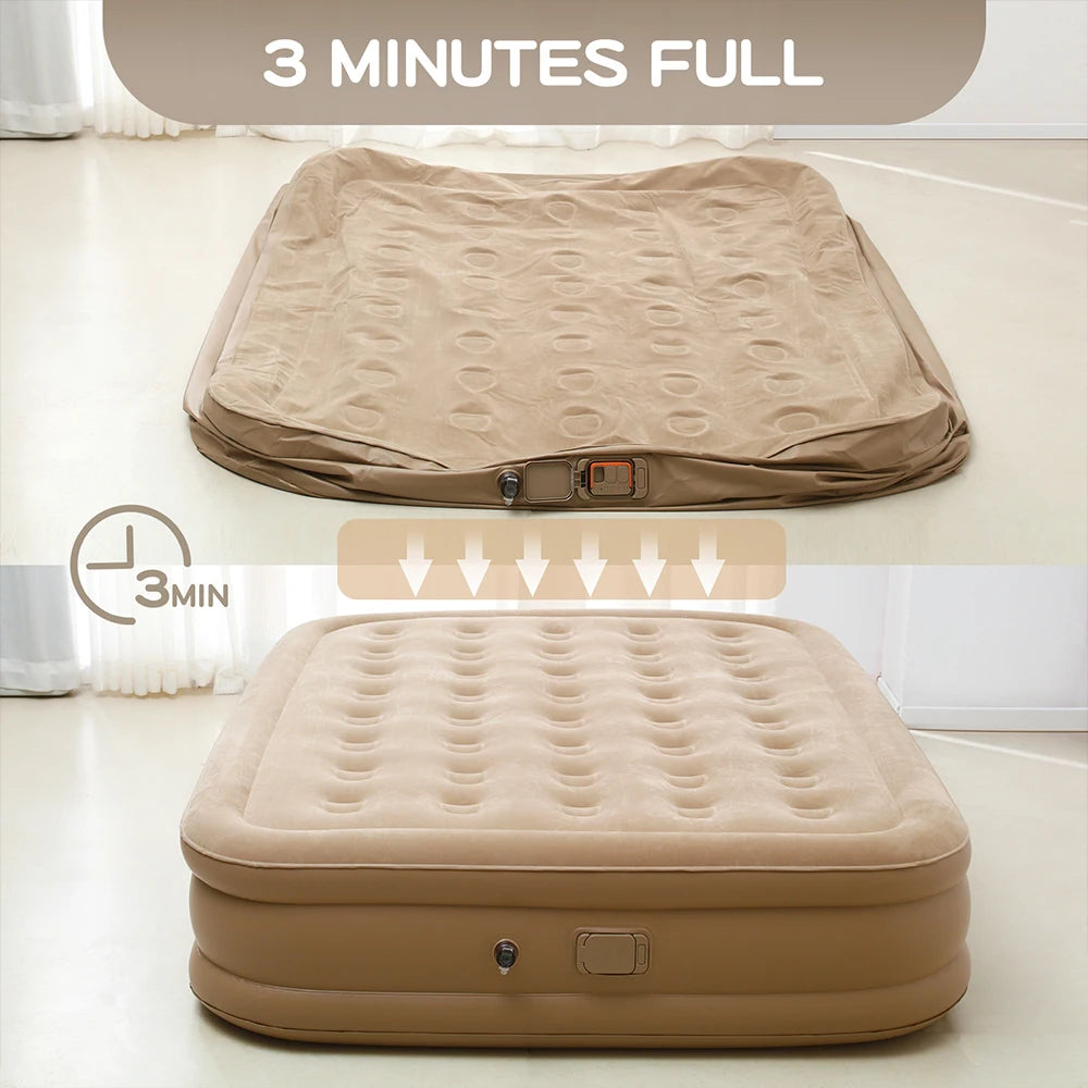Interior Air Mattress Glamping Mats PVC Inflatable Sleeping Mattress Luxury 2 Person Camping Bed Mat Built-in Pump Thicken Mat