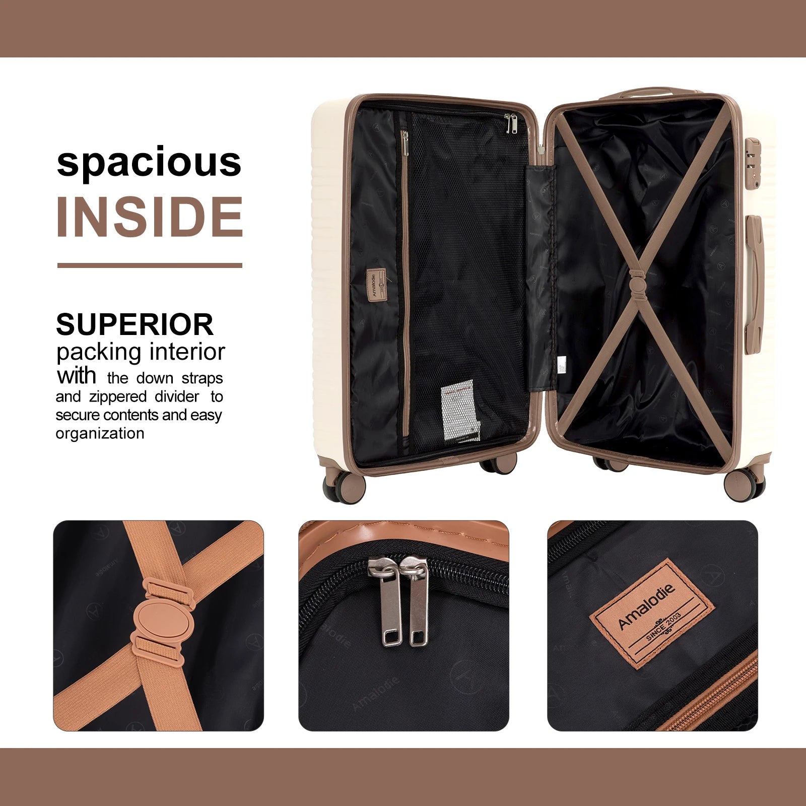 Luggage sets 5 Pieces,Hardshell Suitcase set with Double Spinner Wheel,Travel Case with TSA Lock and Weekend Duffle Bag