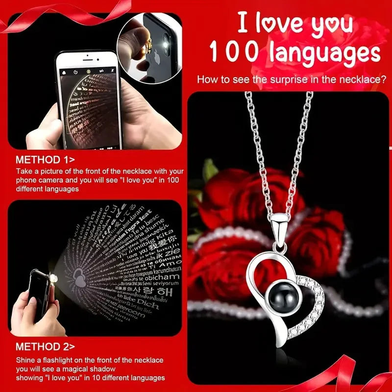 1Set Charming Love Heart Pendant Necklace with Rose Gift Box - Perfect for Valentine's Day, Birthdays, Mother's Day Party Favors