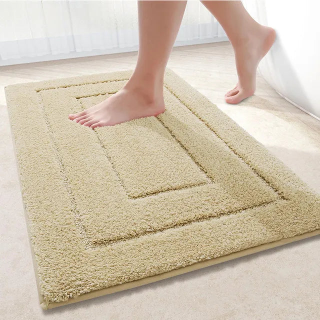 Microfibre Bathroom Rugs Non-Slip Washable Bath Doormat Water Absorbent Resist Dirt Bath Carpet Shower Velveteen Foot Mat