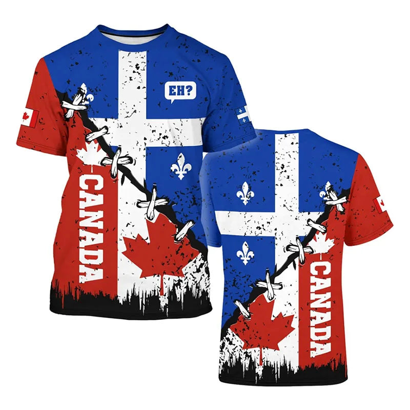 2025 Fashion New Canada T-shirt Men's Clothing Harajuku Street Fashion T Shirts 3D Print Maple Leaf Deer Pattern Popular Tee Top