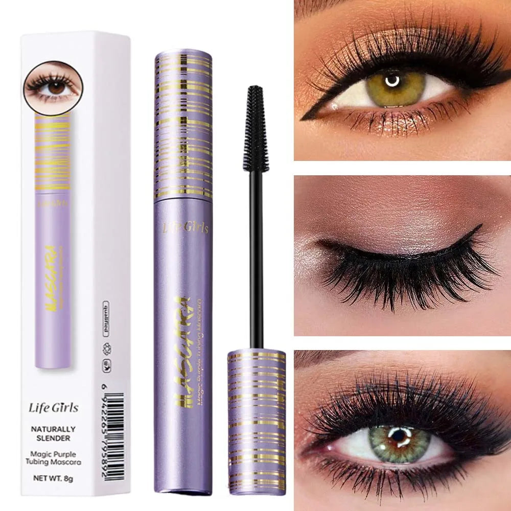 Eye Black Mascara Waterproof Lengthens Eyelashes Extension Silk Fiber Mascare Eye Makeup for Women Cosmetic Korean Make up