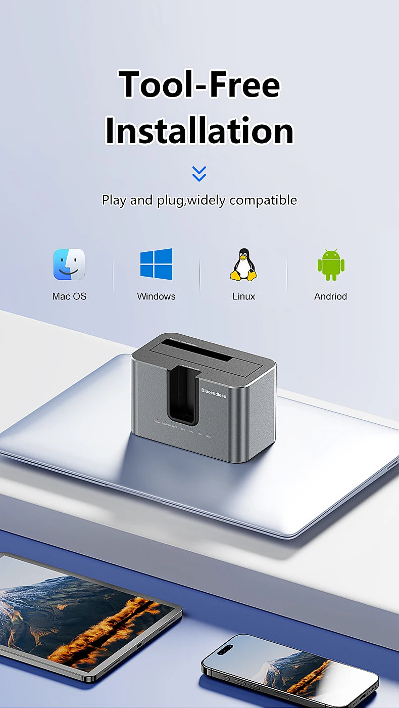Blueendless offline Clone Function M.2 NVME to SATA 2.5 3.5 2.5/3.5 Inch SSD HDD Duplicator Docking Station Enclosure Adapter