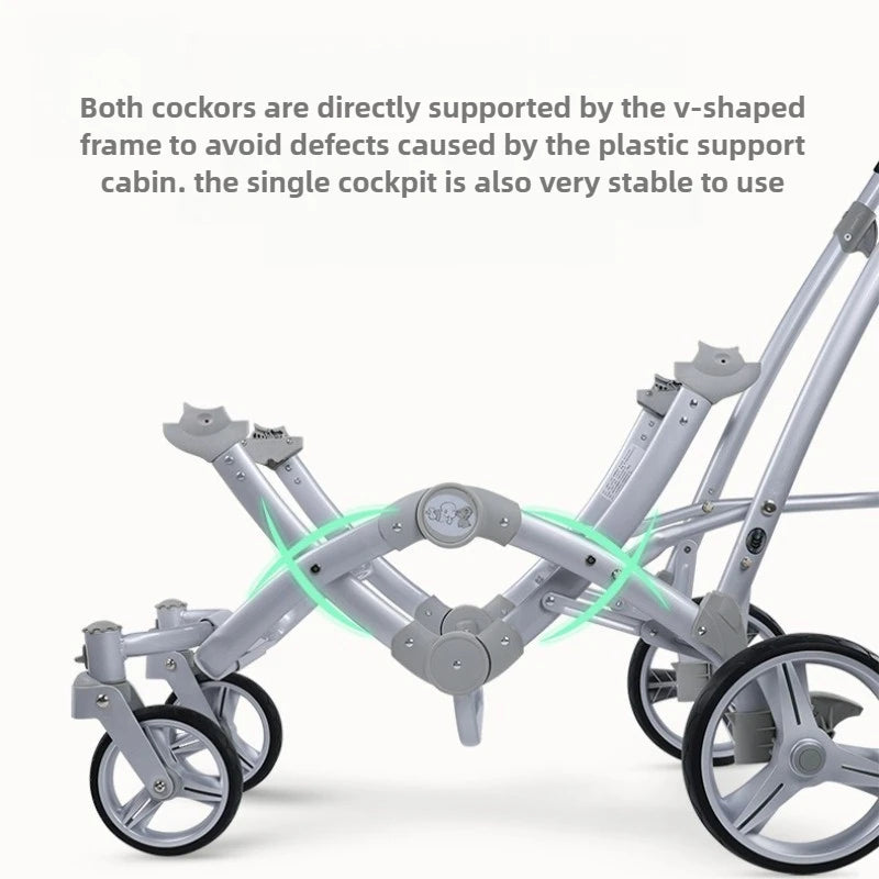 High View Twin Baby Stroller Two-way Sitting and Lying Lightweight Foldable Newborn Double Stroller Newborn Stroller