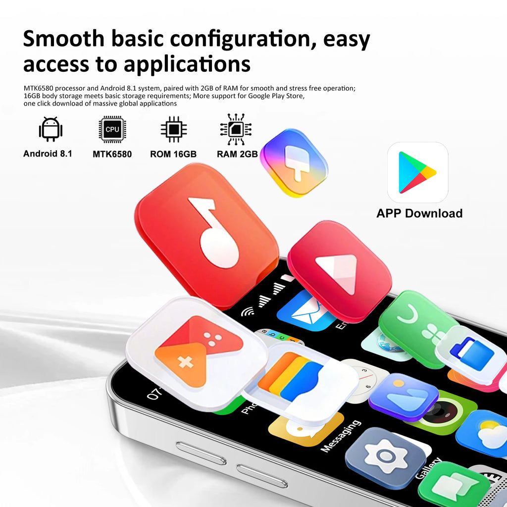 SERVO 18SE Mini Smartphone Android OS 3.0" Fullview Display 3G Cellular 2GB+16GB Face Unlock Small Mobile Phones GPS Play Store