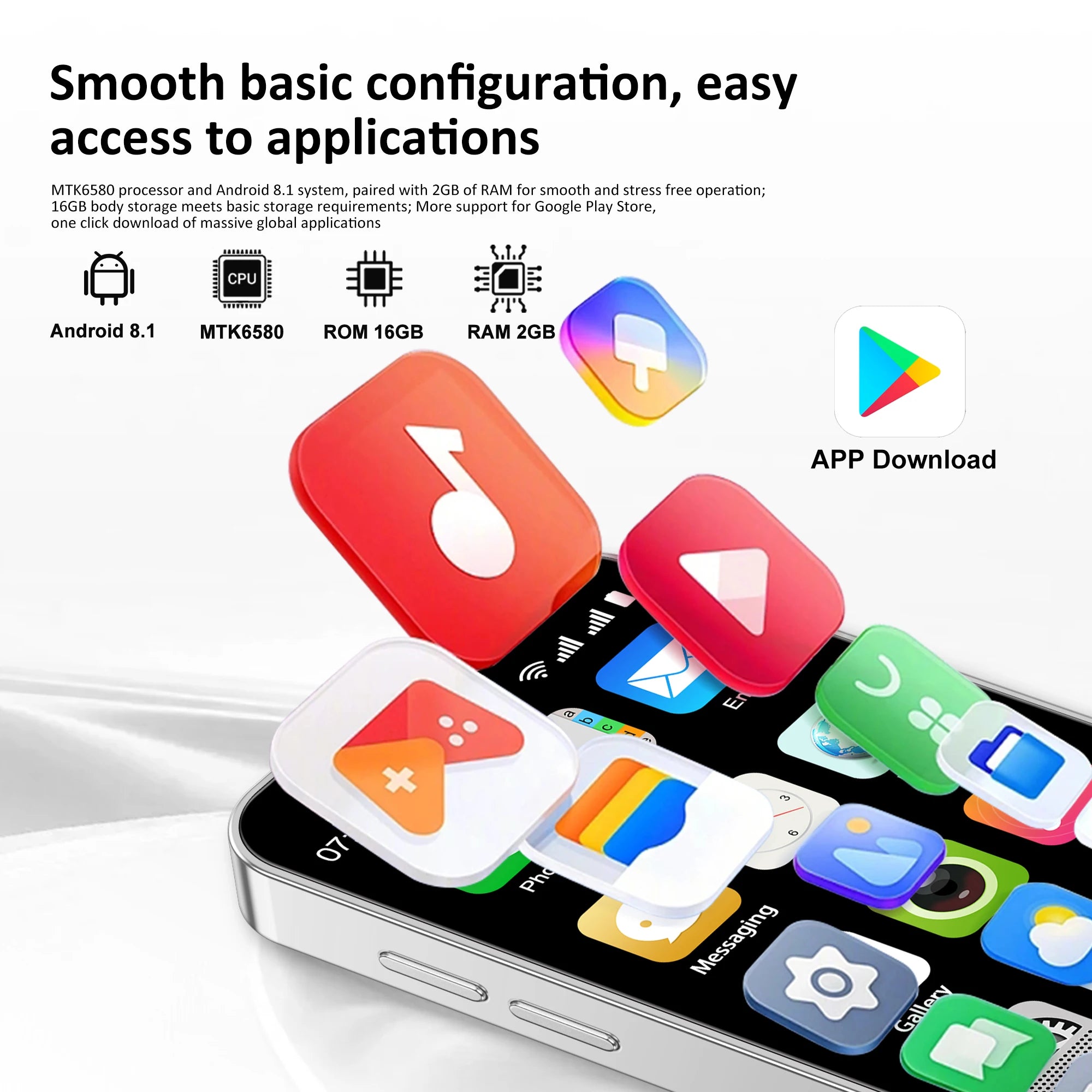 SERVO 18SE Mini Smartphone Android OS 3.0" Fullview Display 3G Cellular 2GB+16GB Face Unlock Small Mobile Phones GPS Play Store