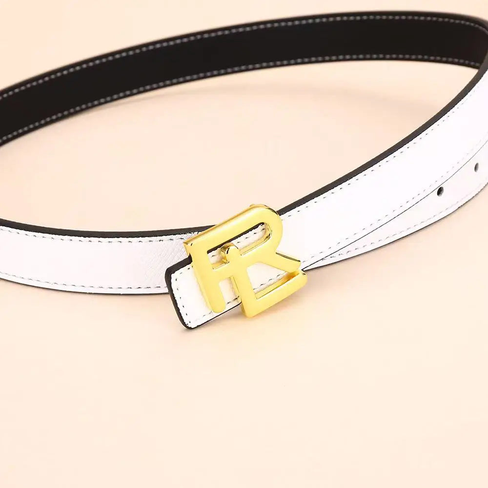 Women's fashion double-sided belt high-quality gold buckle is best suited to women's denim belt dresses