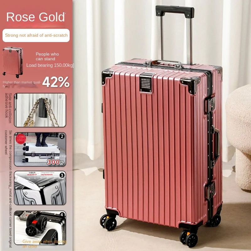 Suitcase Aluminum Frame New Luggage Men and Women Password trolley case Student Removable Wheel 20/28 inch Travel Suitcases
