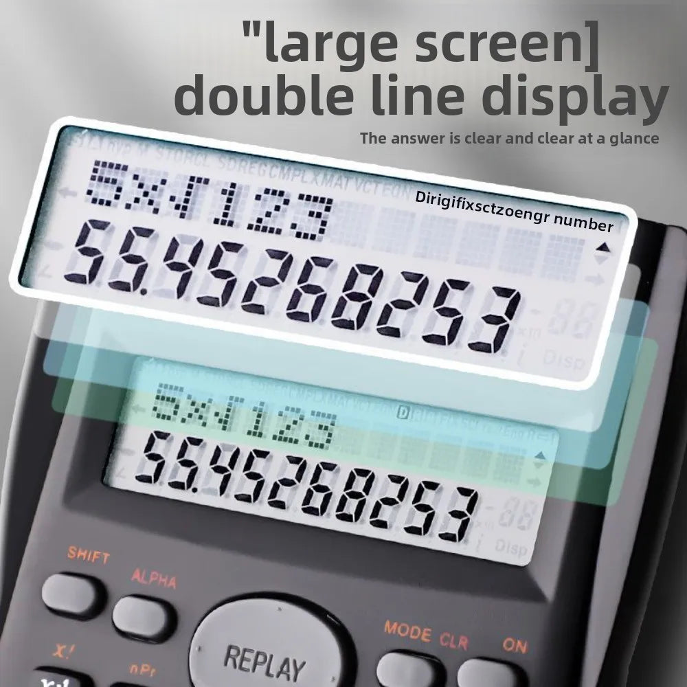 12 Digits Display Scientific Calculator 2-Line Screen Multifunctional 240 Functions Calculator Portable Simple Operation