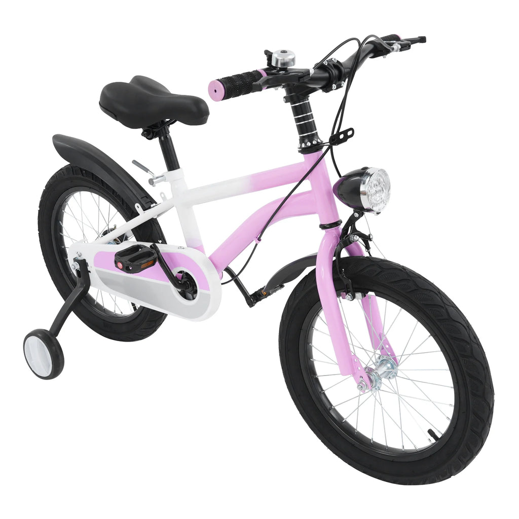 16 inches Kids' Bike with Front Light,Training Wheels| Pink/Yellow/Grey Children's Bicycle for5-8 Years Old Kids