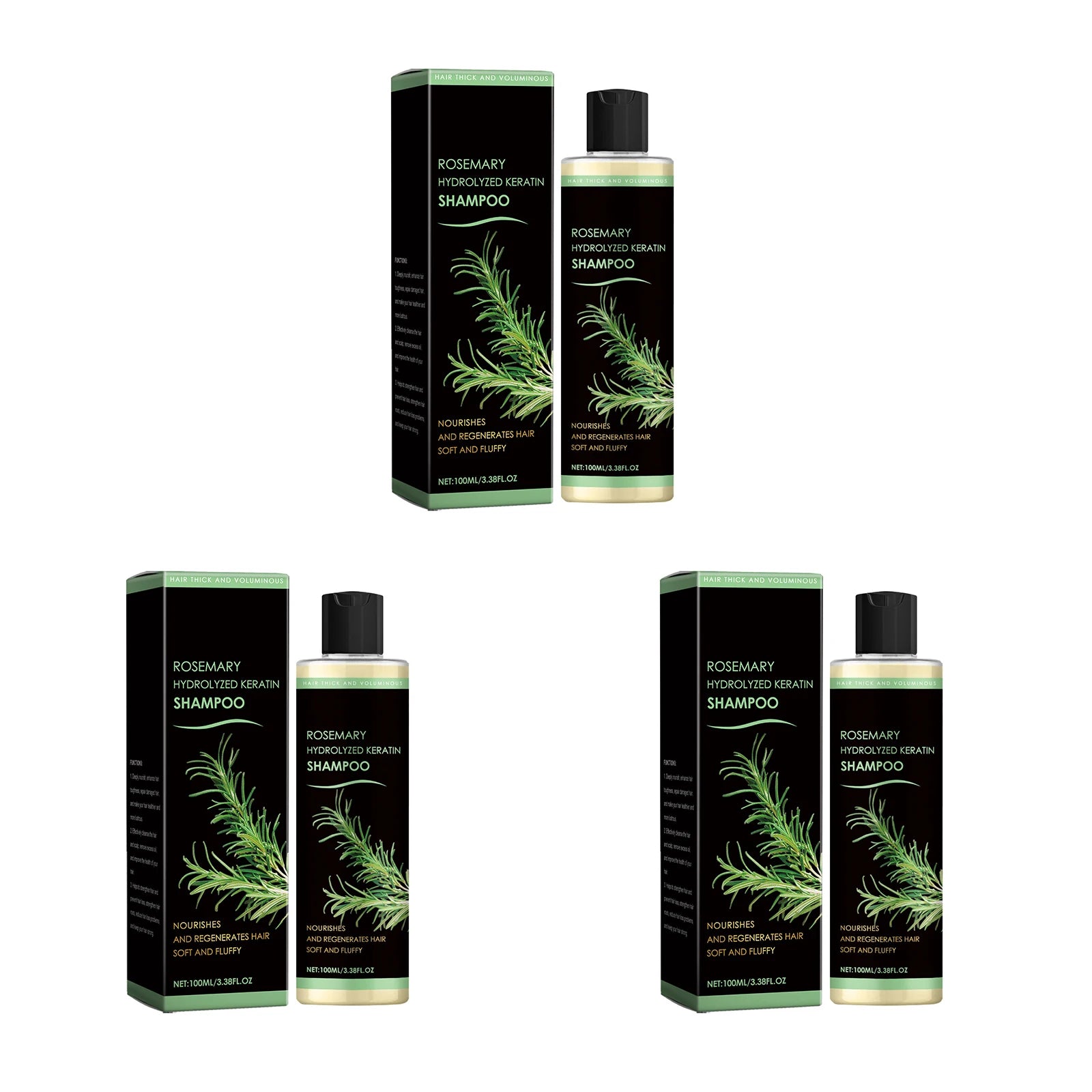 Rosemary Hydrolyzed Keratin Shampoo Soothing Scalp Anti Dandruff Thickening Volumizing Nourishing Regenerating Soft Hair Shampoo