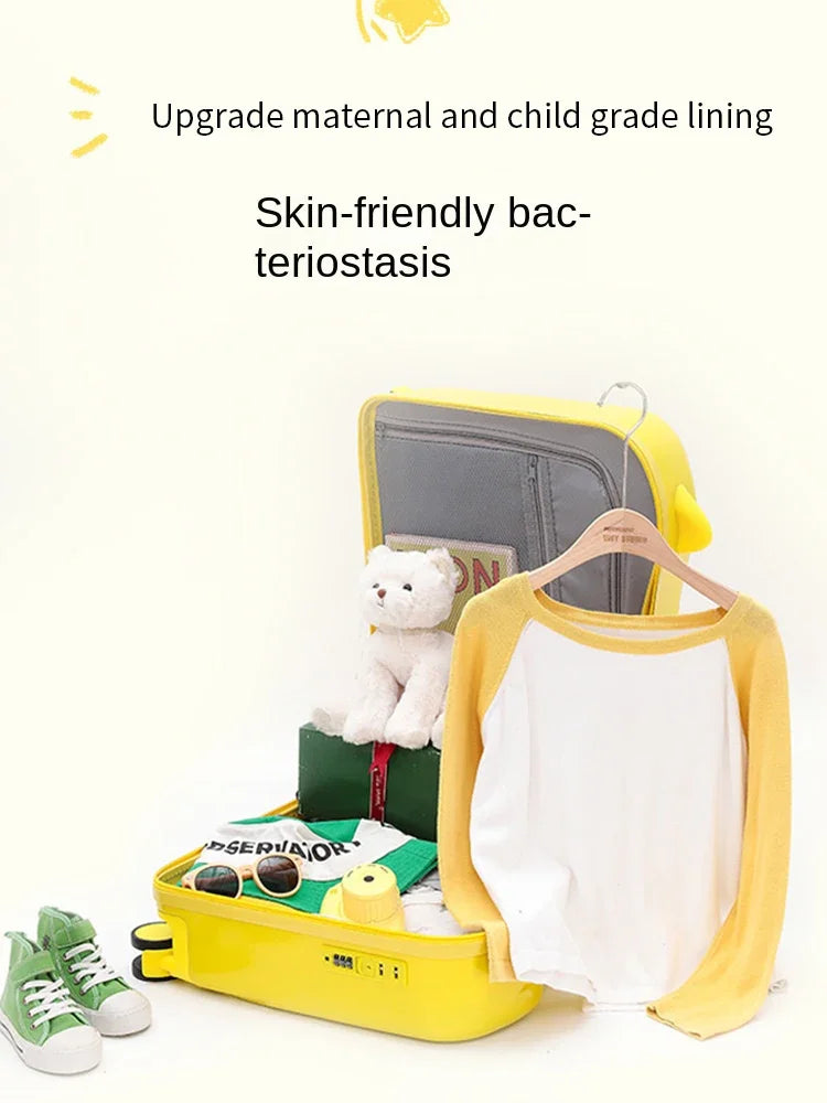 18 Inch Kids Luggage Can Sit and Ride on Suitcase  Carry-on Luggage Bag Travel Suitcase for Children Trolley Case With Wheels