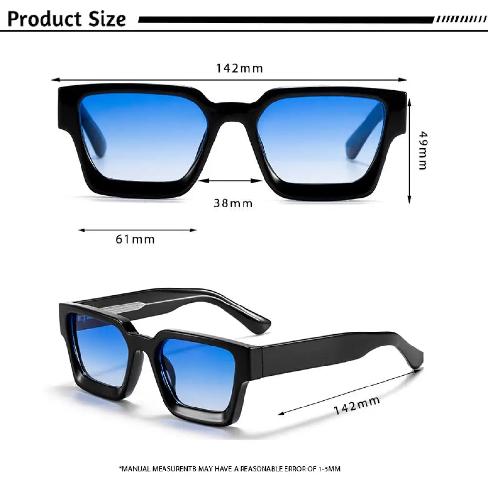 CATERSIDE New Men's Thick Frame Sunglasses Square Frame Gradient Suneyewear Women's Luxury Gift Outdoor Travel Eyewear UV400