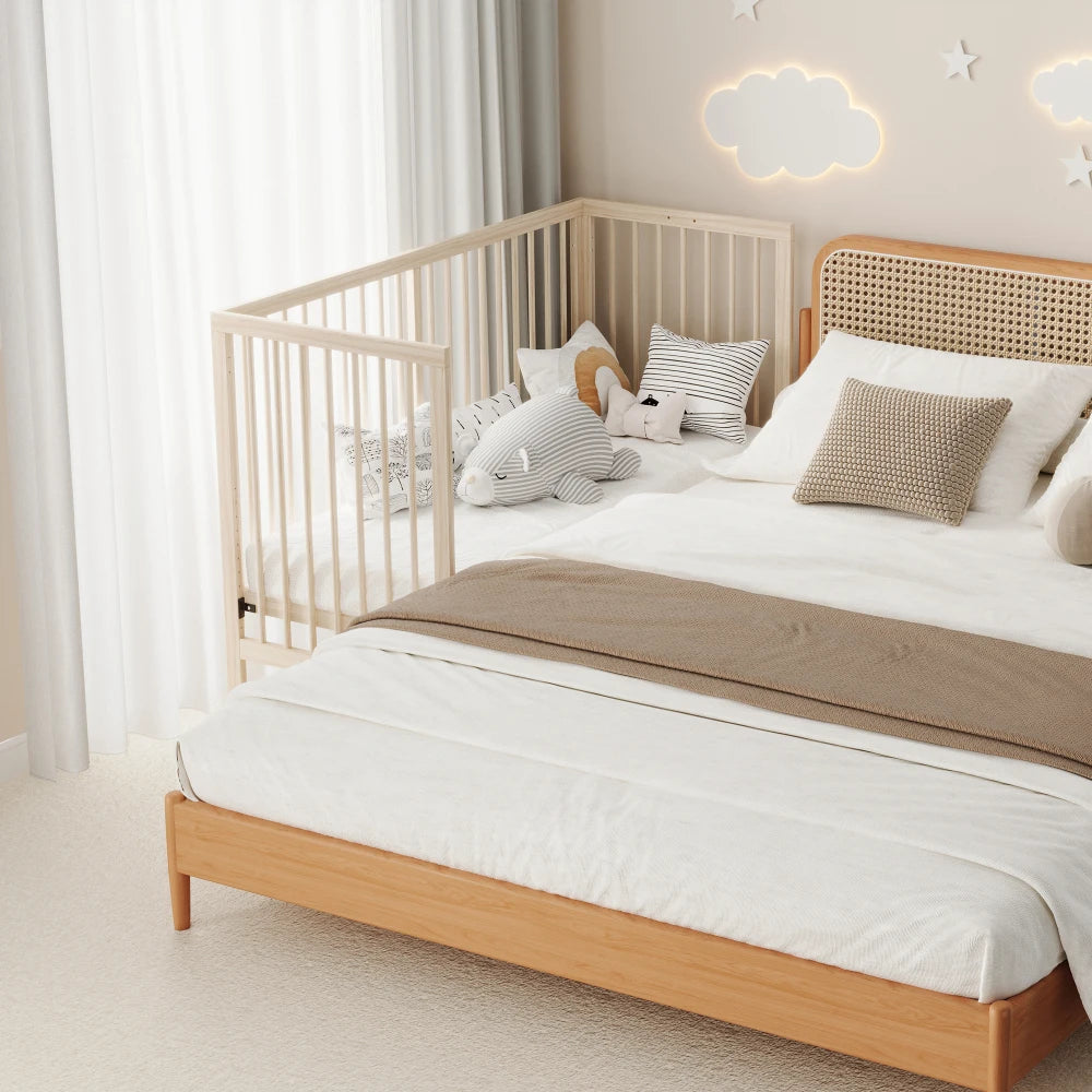 Multifunctional Wooden Baby Cot That Can Convert To Extra Bed Painting Board Rack Desk Height Adjustable Without Mattress
