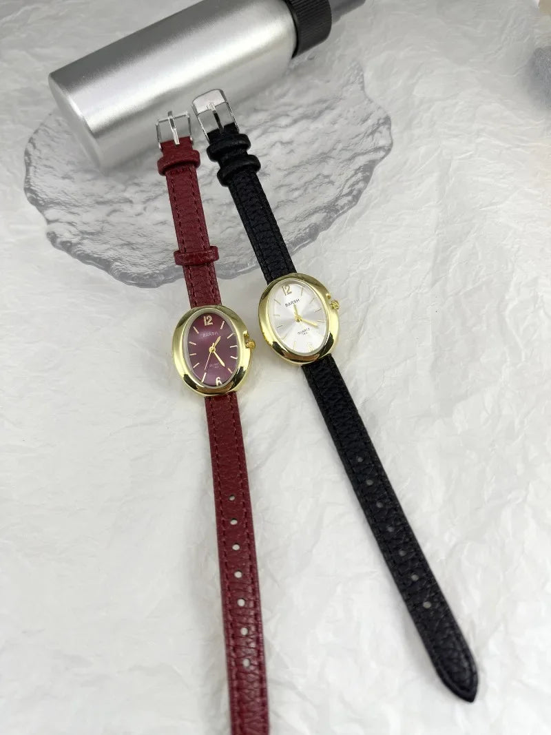 Fashion Quartz Watch for Women Simple Leather Strap Pigeon Egg Dial Ladies Watches Luxury Gift Girl Wristwatches Dropshipping