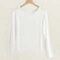 1pcs Plain T Shirt Womens Elastic Basic T-shirts Females Casual Slimming Tops Long Sleeve Sexy Thin T-Shirt Lady Warm Underwears