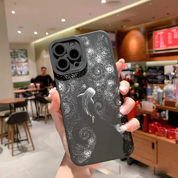 Ocean Animal Cute Dolphin Sea Turtle Dotted Painting Phone Case For iPhone 14 11 12 13 Pro Max 7 8 Plus X XR XS Silicone Covers