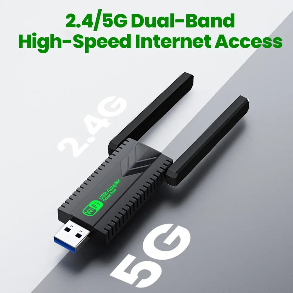 Dual Band 2.4G/5Ghz 1300Mbps WiFi USB3.0 Adapter Wi-Fi Dongle Receiver 802.11AC High-Speed Wireless Network Card Driver Free