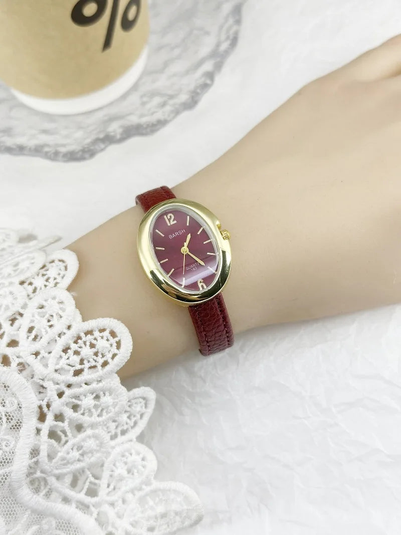 Fashion Quartz Watch for Women Simple Leather Strap Pigeon Egg Dial Ladies Watches Luxury Gift Girl Wristwatches Dropshipping