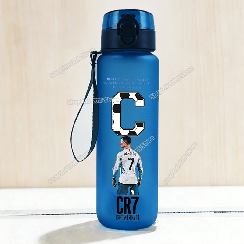 650ml CR7 Ronaldo Water Bottle Soccer Star Letter A-Z Children Outdoor Drink Bottle School Kids Straw Cup Boy Girl Sport Jugs
