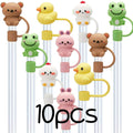 5/10pc Straw Cover Cap Animal Silicone Straw Head Cover Fits 30/40oz Tumbler 0.4in Dustproof Straw Tip Lids For Staly Cup Access