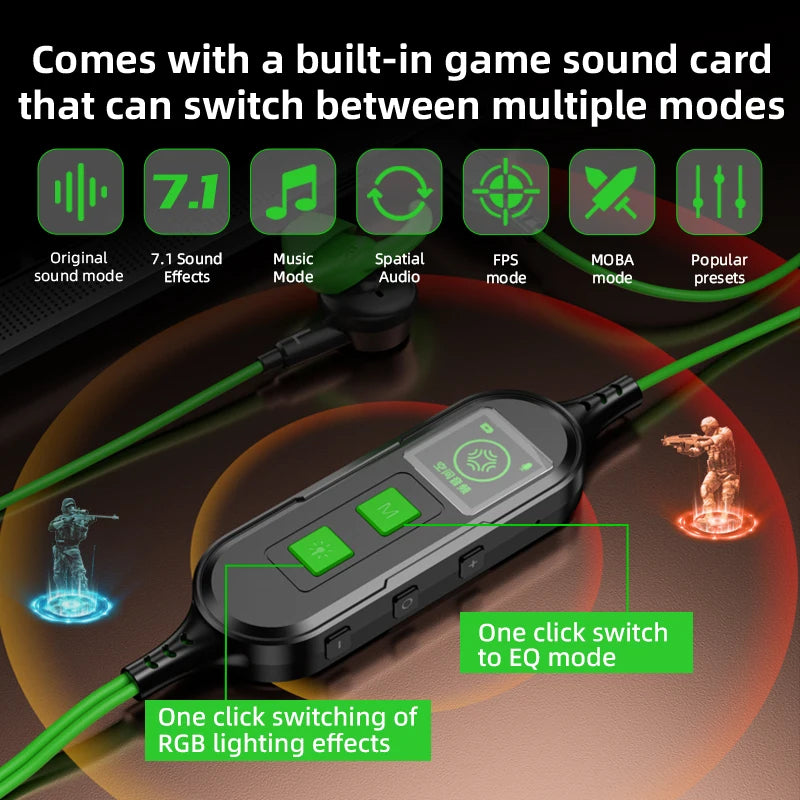 PIVA S6 Pro 13mm Virtual 7.1 Gaming Earphones Type-C 27W PD Fast Charge Built-in Sound Card App for Independent Tuning