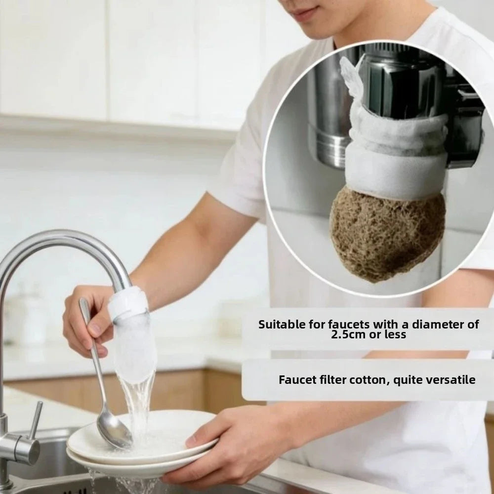 10/20/50Pcs Universal Faucet Filter Cotton Thickened Anti-splash Faucet Filter with T-strap Tap Water Filter Bag