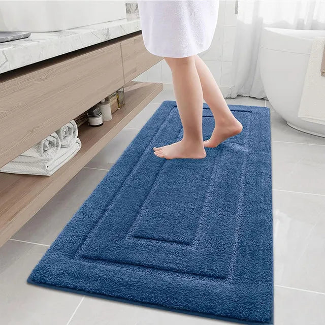 Microfibre Bathroom Rugs Non-Slip Washable Bath Doormat Water Absorbent Resist Dirt Bath Carpet Shower Velveteen Foot Mat