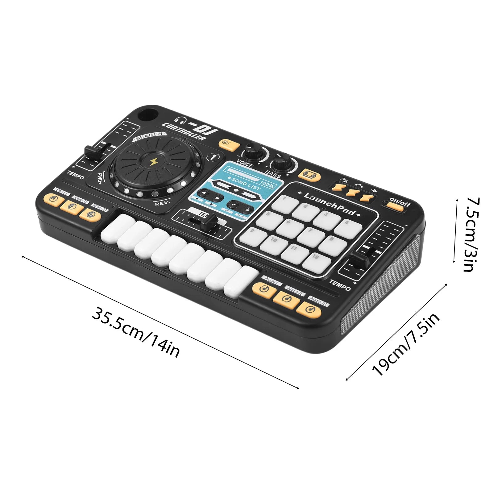 DJ Controller for Kids DJ Disc Player Electronic Keyboard BT DJ Mixer Table with Adjustable Microphone Dynamic Lighting Effects