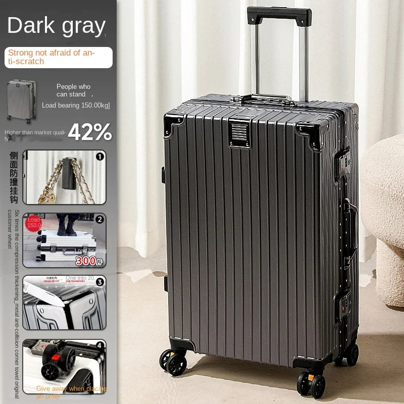 Suitcase Aluminum Frame New Luggage Men and Women Password trolley case Student Removable Wheel 20/28 inch Travel Suitcases