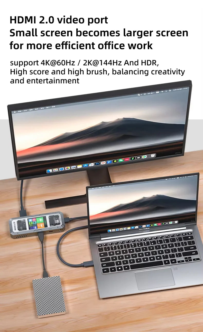 PIVA G71 docking station 7-in-1 docking station 4K high-definition projector adapter converter, multi interface USB 3.0 Gigabit