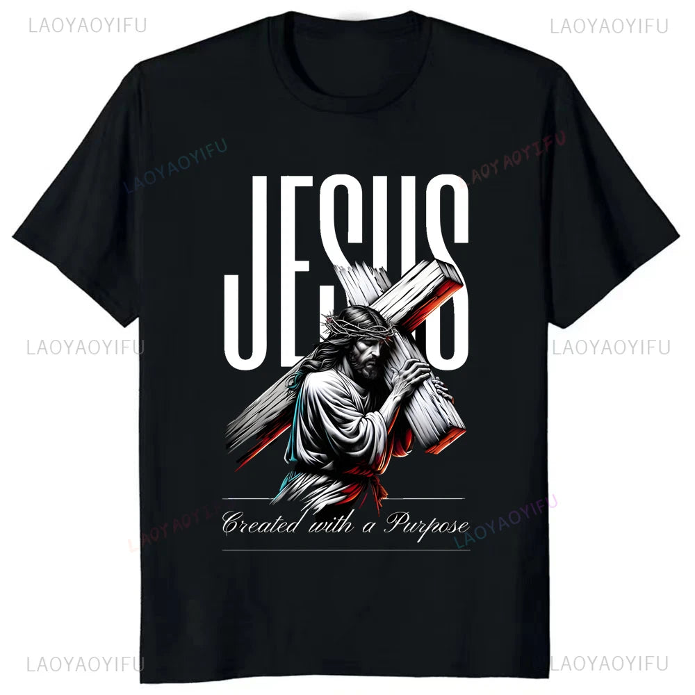Jesus The Cross Parade Arnold Bible God T-shirt Fashion Jesus Prayer T-shirt O Collar Short Sleeved Casual Cotton T-shirt