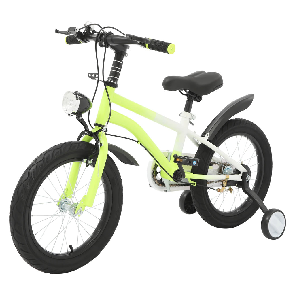 16 inches Kids' Bike with Front Light,Training Wheels| Pink/Yellow/Grey Children's Bicycle for5-8 Years Old Kids