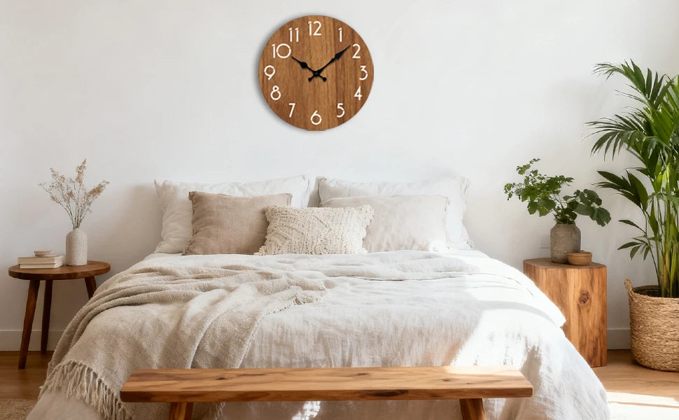Modern Wooden Wall Clock Minimalist Decor for Living Room Bedroom Non Ticking Clock Stylish Gift for Home Decor Enthusiasts