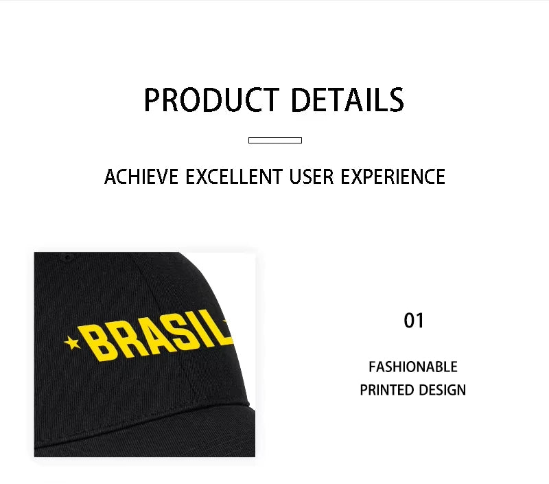 Brazil Fans “BRASIL” Printed Soft-Peak Baseball Cap Unisex Adjustable Sun Hat for Soccer Enthusiasts Adult Child Sunscreen Hats